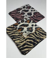 İndia Leopar Desen 2'li  Eşarp -6294 (Bordo - Taba)