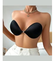 Intive Yapışkan Straplez Double Push-up El Cuplı Sırtsız Dekolte Sütyen-1326 (Siyah)