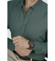 Yeşil Yaka Düğmeli Premium Şamre Slimfit Hediye Kutulu Erkek Gömlek