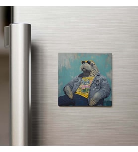 Walrus - Mors - Güneş Gözlüklü Style - Buzdolap Magneti - 9x9 Cm