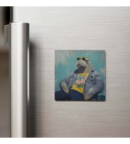 Walrus - Mors - Güneş Gözlüklü Style - Buzdolap Magneti - 9x9 Cm