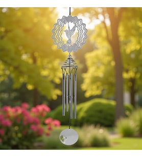 Feng Shui Sinek Kuşu Temalı Rüzgar Çanı Dış Mekan Bahçe Balkon Süsü Yeni Ev & Arkadaş Hediyesi 60 cm (Gümüş)