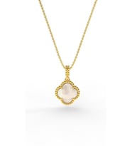 925 Ayar Beyaz Sedef Taşlı Gold Van Cleef Yonca Gümüş Kolye