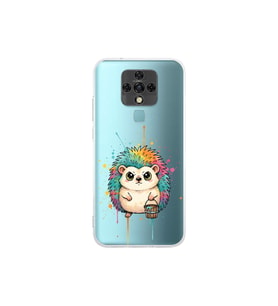 Tecno Camon 16 ile Uyumlu Splash Kirpi Tasarımlı Şeffaf Silikon Kılıf