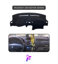 PEUGEOT 206 Büyük Ekran Uyumlu Torpido Örtüsü Güneşten Korur Kolay Montaj Tam Uyum T78