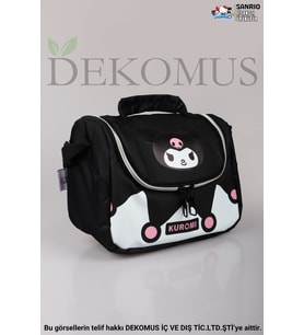 DEKOMUS İLE YENİ SEZON LİSANSLI KUROMI "SHADOW CHIC KOLEKSİYONU" TERMOSLU DERİ BESLENME ÇANTASI "DEKOMUS ISLAK MENDİL HEDİYELİ" (Pembe)