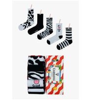 Sweet Milk 5’li Siyah Beyaz Desenli Çorap Seti  Unisex Hediye Kutulu Çoraplar