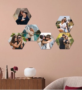 Kişiye Özel 6 Fotoğraflı Altıgen Mdf Tablo