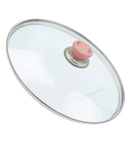 Tencere Tava Cam Kapak 20 cm ve Pembe Tutma Tepe (Beyaz)