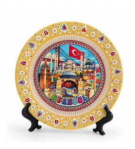 İstanbul'un Simgeleri Ayaklı Dekoratif Tabak (18 cm)