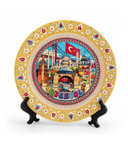 İstanbul'un Simgeleri Ayaklı Dekoratif Tabak (18 cm)