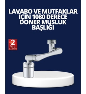 Esnek 1080° Musluk Başlığı 3 Eklemli Hareketli Su Modlu Lavabo Aparatı