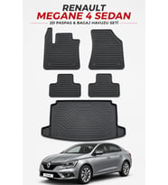Renault Megane 4 Sedan 2D Oto Paspas ve Bagaj Havuzu Seti Araca Özel Kauçuk Kaymaz Siyah