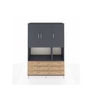 Hyperion Dolap 6 Raflı 6 Çekmeceli 3 Kapaklı 132x44x195 Antrasit-Antrasit/Çam