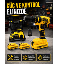 12V Akülü Matkap 20-30 Nm Tork, Çift Hız Ayarı ve LED Işık