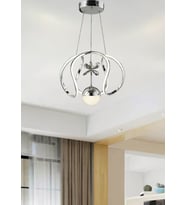 Helix Modern Led Avize - 3 Renk Işıklı Salon, Mutfak, Uyumlu Led Avize (Krom)