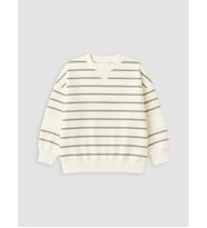 LCW baby Haki Bisiklet Yaka Çizgili Erkek Bebek Sweatshirt