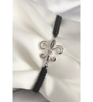 Pirinç Gümüş Renk Zirkon Taş İşlemeli Zambak Model Asansörlü Makrome Model - HPSBYI9072-8