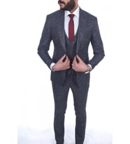Jan Carlucci Slimfit Yelekli Drop 6 Takım (Açık Lacivert)