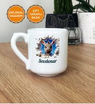 3D Efektli Zebra Hediye Kupa Bardak Oval İsimli İsim Yazılı (Beyaz)