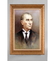 Çerçeveli Paspartulu Atatürk Tablo a158 (Gold)