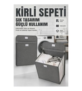 Duvara Monte Katlanabilir Kirli Çamaşır Sepeti Geniş Hacimli Düzenleyici