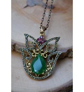 STONEAGE JEWELLERY Kök Zümrüt Otantik Bayan Kolye