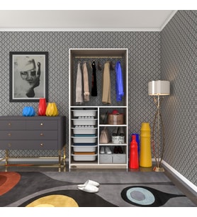 Kenzlife giysi dolabı yalın crd 180*090*30 kapaksız arkalıksız 6 sepetli (Beyaz)