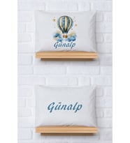 Pia Baby Premium %100 Pamuk İkili İsim Yazılı Erkek Bebek Yastık Kılıfı – 35x45 cm Organik Baskı 5058-13 (Ekru)