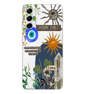 Samsung Galaxy S21 FE Uyumlu Moon Child Desenli Şeffaf Telefon Kılıfı
