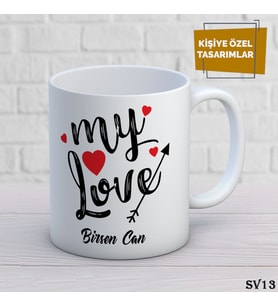 Sevgili Temalı İsme Özel Kupa Bardak