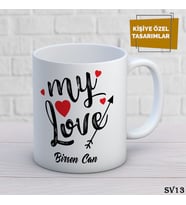 Sevgili Temalı İsme Özel Kupa Bardak