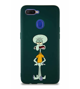Oppo A5S Soft Premier Kapak Squidward Dokunaç Tasarımlı Silikon Kılıf - Yeşil (Şeffaf)