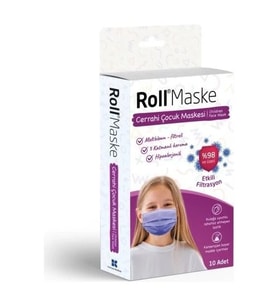 Roll Maske Çocuk Kız Lila 10'lu 5 Paket