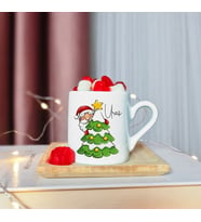 Mutlu Yıllar & Merry Christmas & Yılbaşı & Noel Baba Tasarımlı Ahşap Tabaklı Kişiye Özel Türk Kahvesi Fincanı