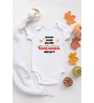 Özel Tasarım Annem Çok Şey Bilir Anneannem Her Şeyi Bebek Body Bebek Çıt Çıtlı Badi Zıbın Body