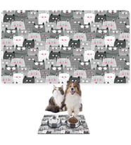 Mama ve Su Evcil Hayvan Beslenme Matı, Kolay Temizlenen Emici Su Geçirmez Kumaş, Küçük Orta Boy ve Büyük Kedi ve Köpekler için Dayanıklı Köpek Kedi Paspas (40x60, Gri Kediler)