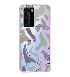 Huawei P40 Pro Uyumlu Kapak Abstrackt Tasarımlı Şeffaf Silikon Kılıf