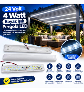 10 Adet 24 Volt 4 Watt 6500K Beyaz Işık Samsung Ledli Pergola Led IP20