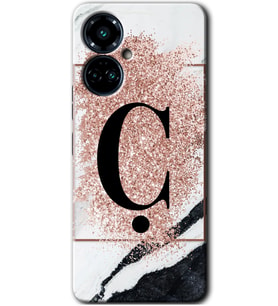 Tecno Camon 19 Pro Kılıf HD Desen Baskılı Kılıf - Pembe Mermer Desenli Ç Harfi