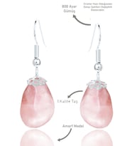 Sertifikalı Amorf Model Ham Pembe Kuvars Taşı Küpe