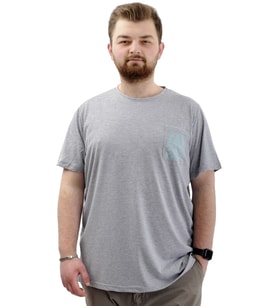 Mode XL Büyük Beden Erkek Tişört Bisiklet Yaka Baskılı Cep Detaylı T-Shirt REFUEL U24053 Grimelanj