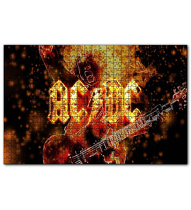 Cakapuzzle ACDC Elektrogitarist ve Alevler  Puzzle Yapboz MDF (Ahşap) (120 Parça)
