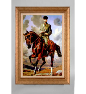 Altın Varaklı Paspartulu Çerçeveli Atatürk Tablo nt1141