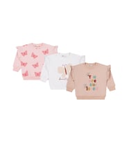Civil Girls Kelebek Baskılı 3'lü Set 2-5 Yaş Sweatshirt - Standart