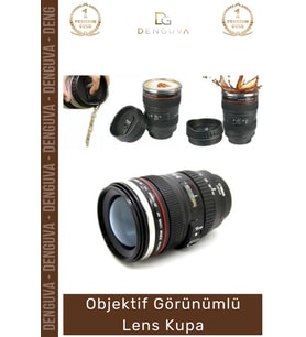 #LensBardak Paslanmaz Çelik Lens Tasarım Isı Yalıtımlı Siyah 300ml Objektif Çay Termos Mug Bardak