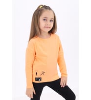 Toontoy Kız Çocuk Nakışlı Tişört (Oranj)