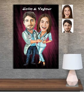 Kişiye Özel Karikatür Baskılı Ahşap Tablo Doktor Sevgili-1 30x40