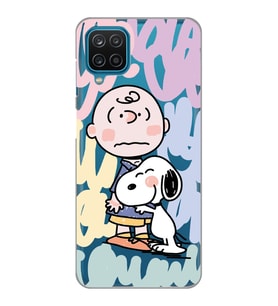 Samsung Galaxy A22 Uyumlu Snoopy ve Charlie Brown Tasarımlı Şeffaf Telefon Kılıfı