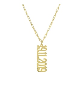 Kişiye Özel Dikey Tarih Ataç Zincir Kolye 925K Gümüş (Gold)